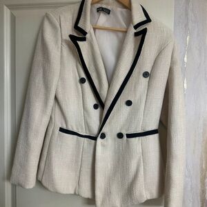 SHEIN Ivory Blazer with Navy Accents